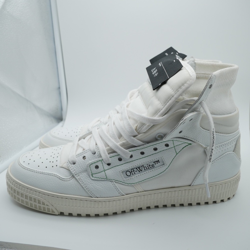 Off-White Off-Court 3.0 High Top Sneakers White Leather Mens Size 45 Made Italy - Picture 3 of 15